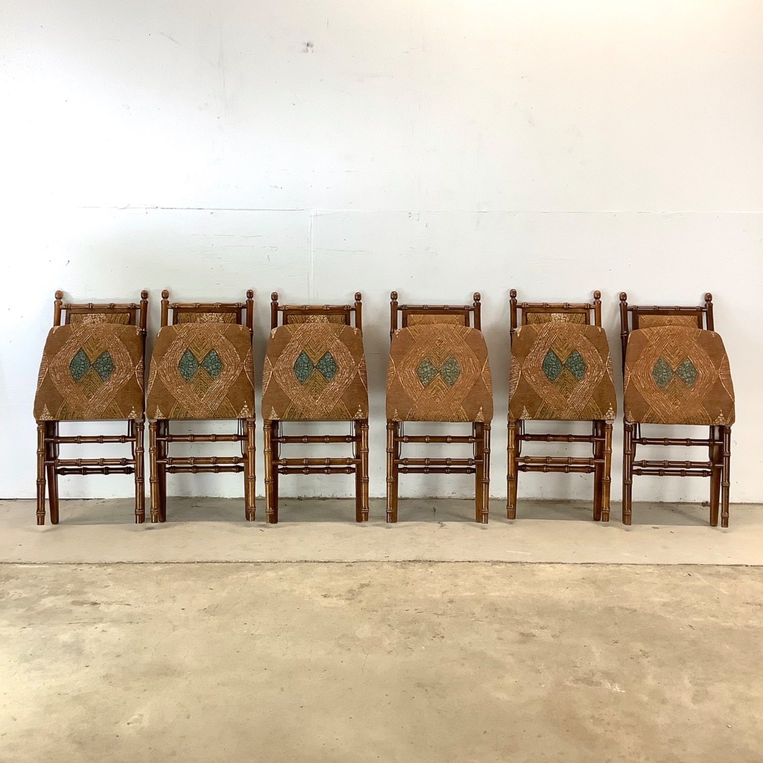 Vintage Faux Bamboo Folding Dining Chairs- Six - image-3