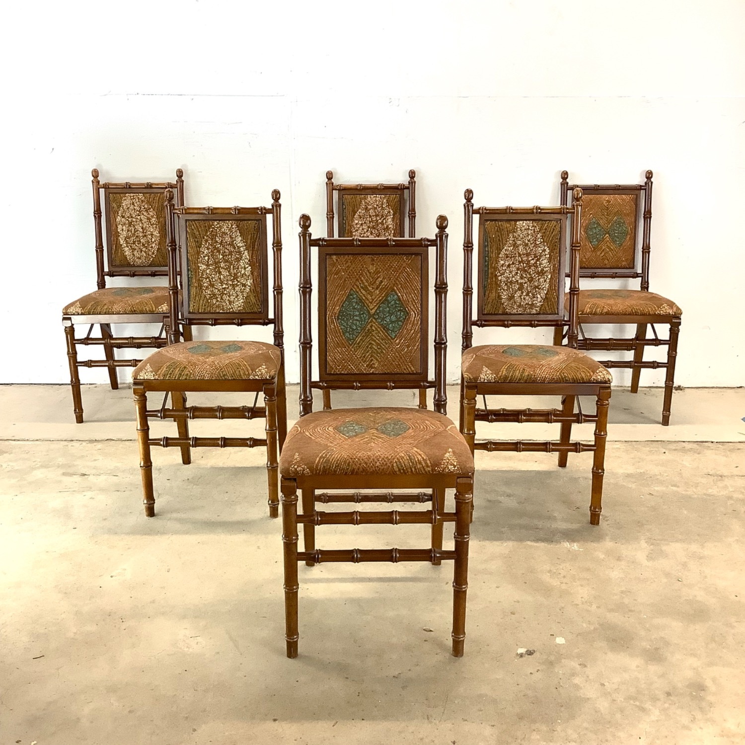Vintage Faux Bamboo Folding Dining Chairs- Six - image-2