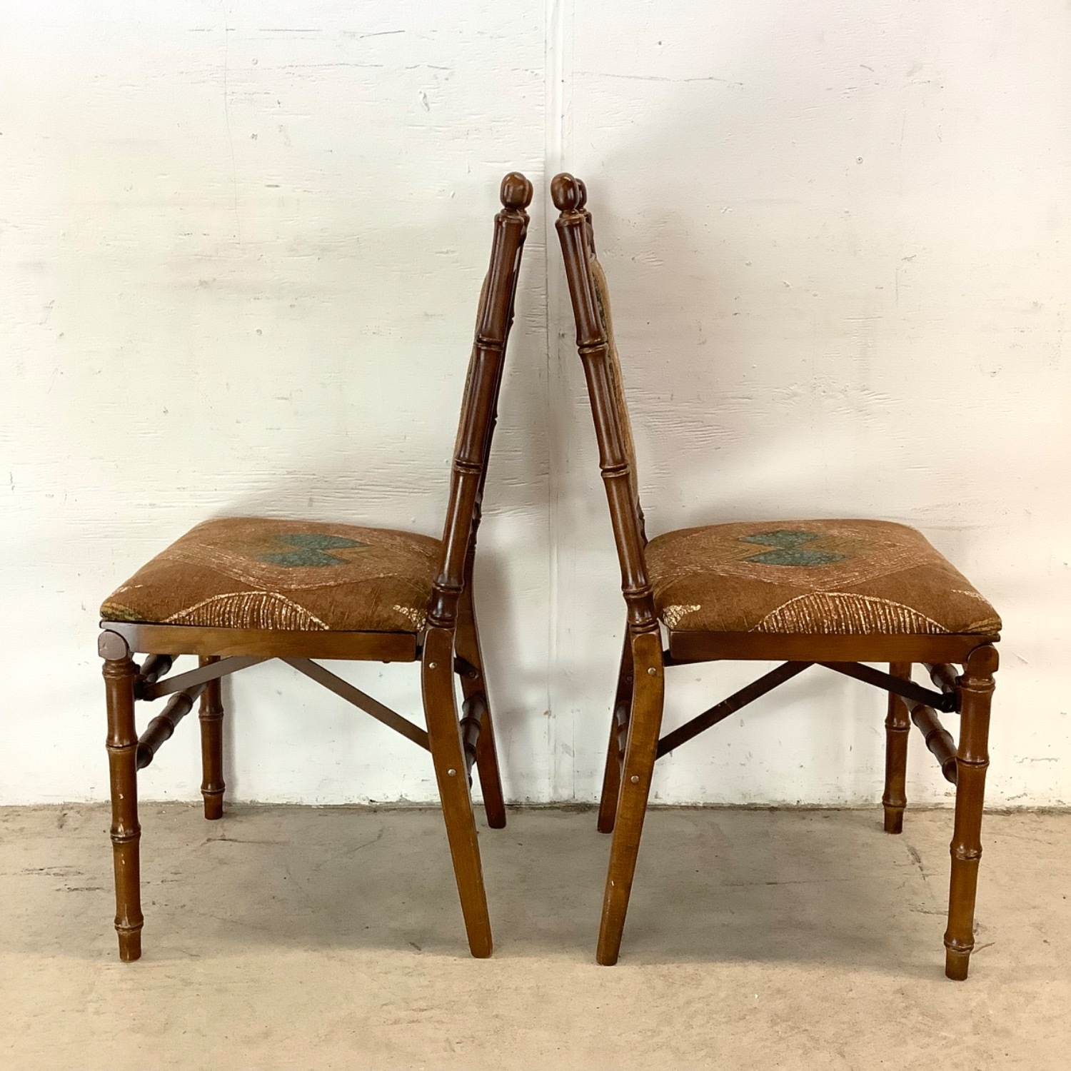 Vintage Faux Bamboo Folding Dining Chairs- Six - image-11