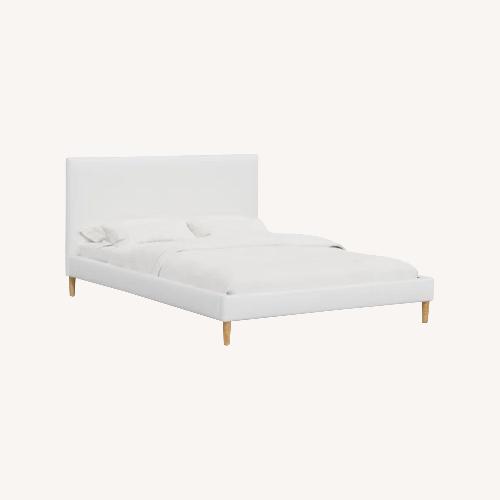Used Wayfair Classic Talc Linen Platform Queen Bed  for sale on AptDeco