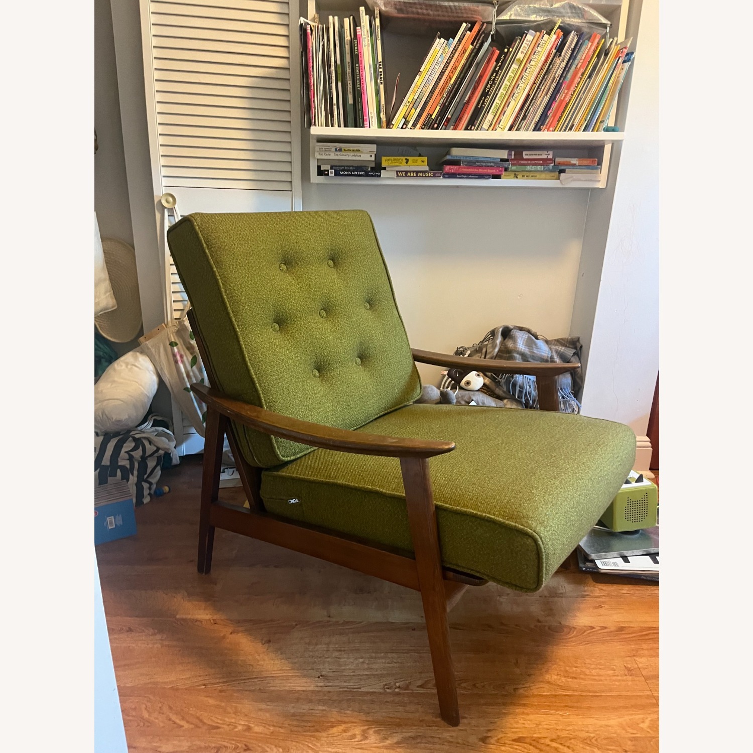 Mid Century Modern Green Wool Chair - image-1