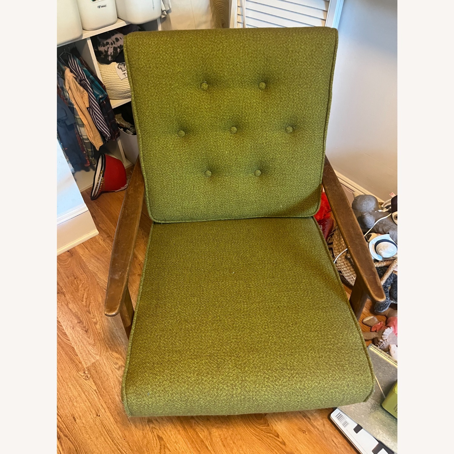 Mid Century Modern Green Wool Chair - image-4