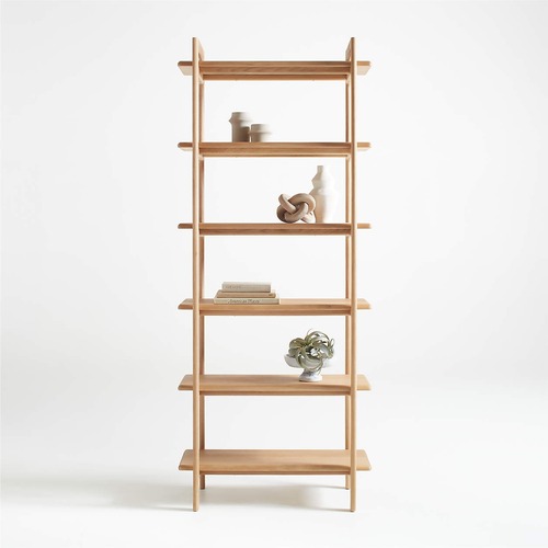 Used Crate & Barrel Elias Natural Elm Wood Open Bookcase for sale on AptDeco