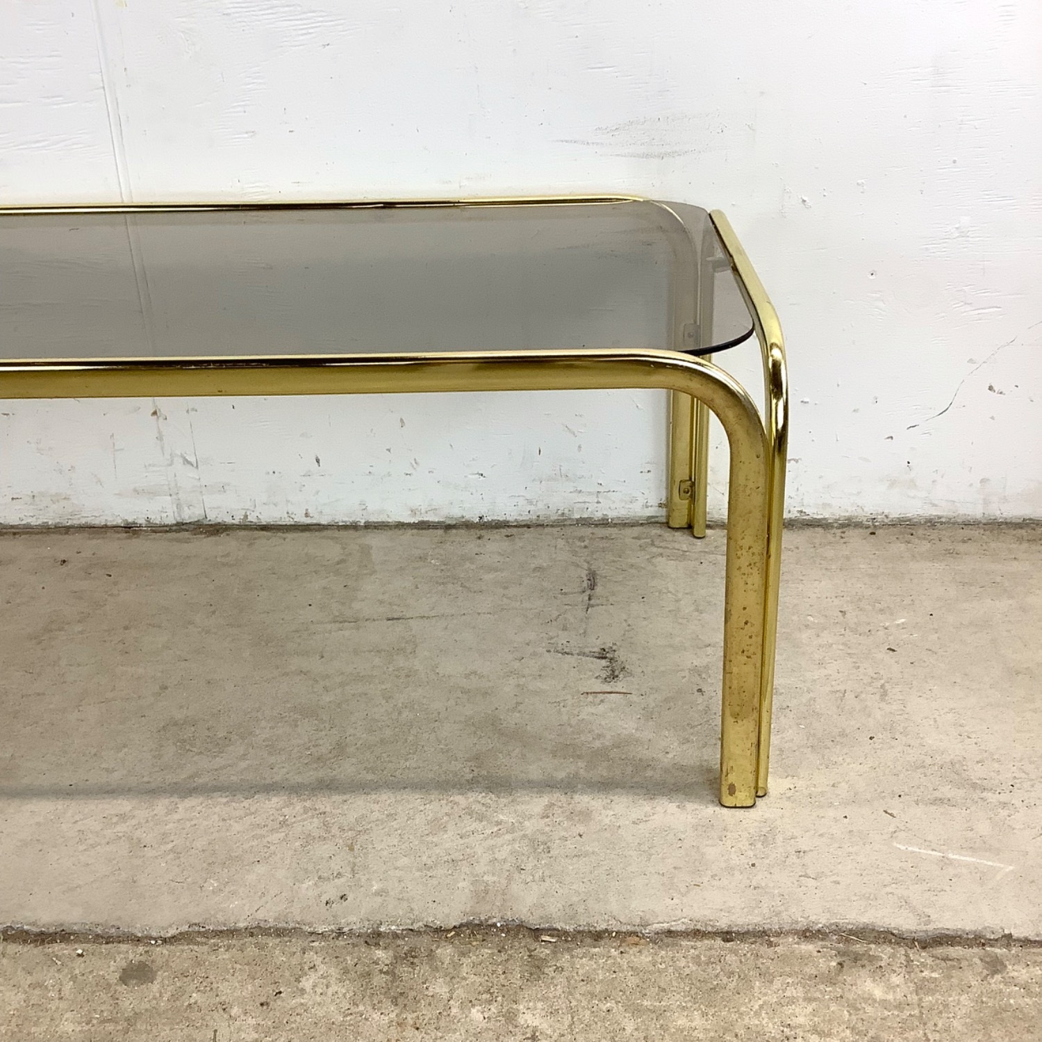 Vintage Modern Smoked Glass Coffee Table - image-6