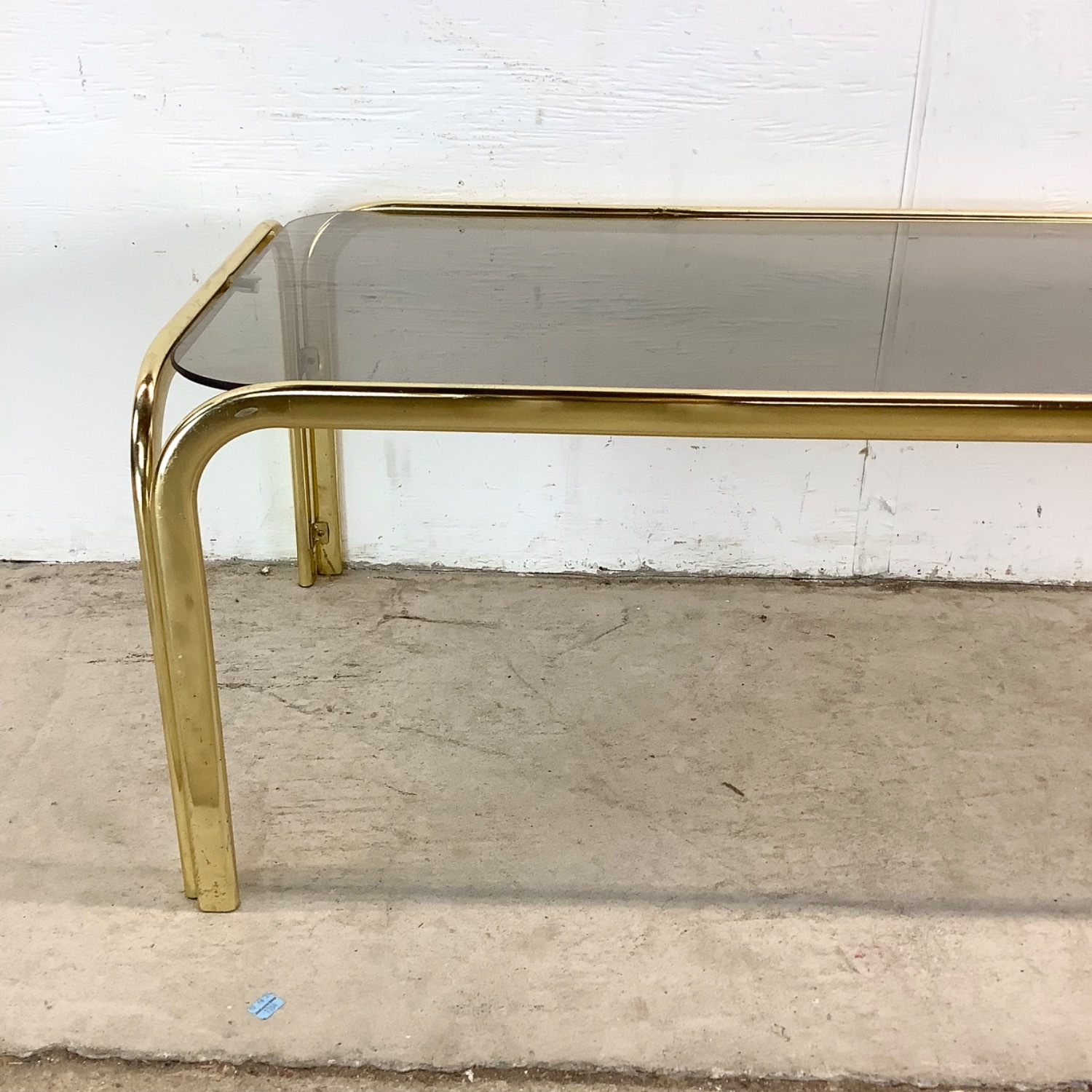 Vintage Modern Smoked Glass Coffee Table - image-5