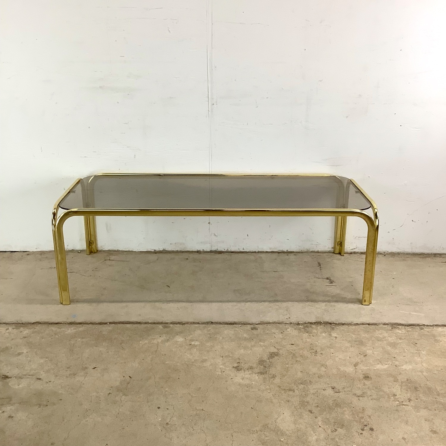 Vintage Modern Smoked Glass Coffee Table - image-11