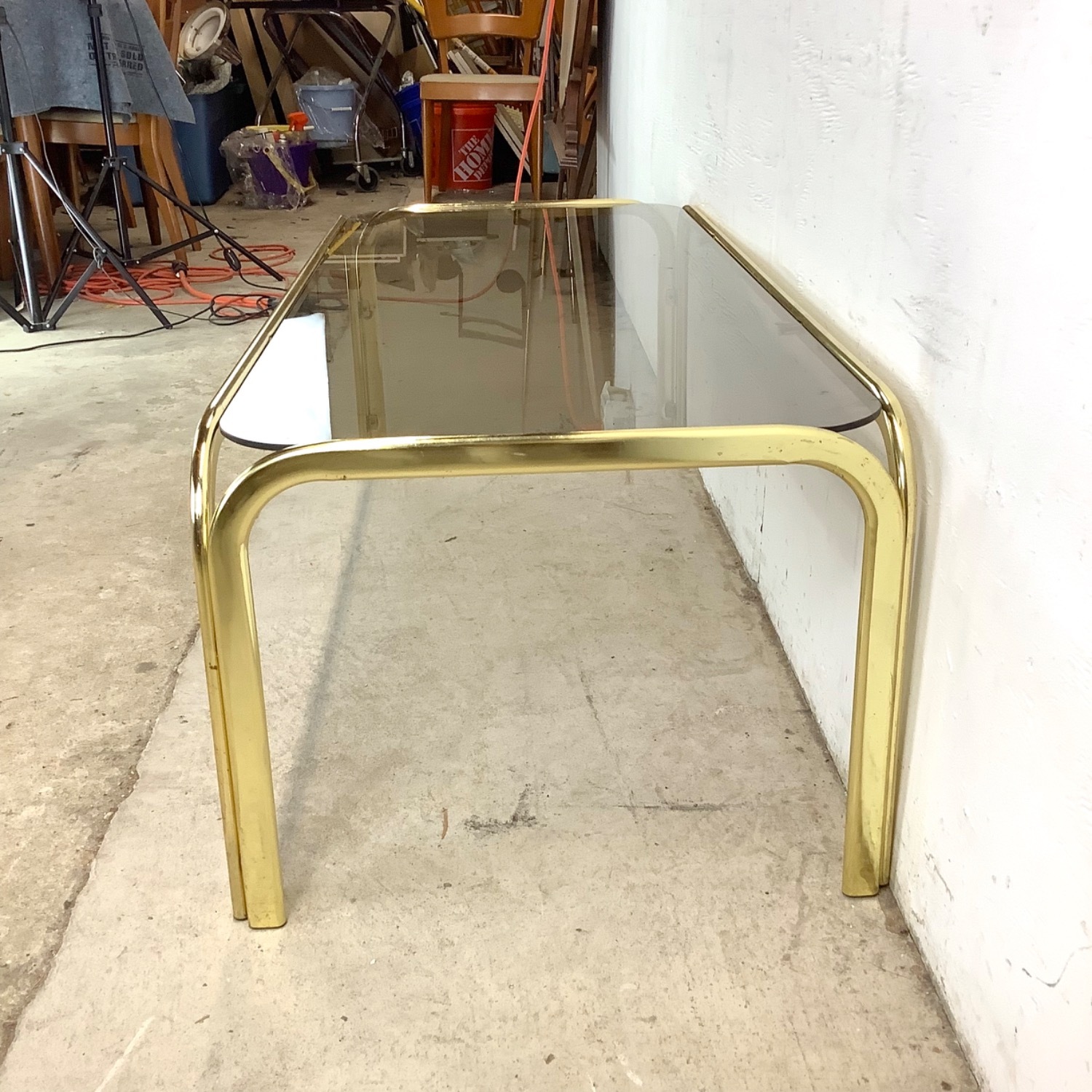 Vintage Modern Smoked Glass Coffee Table - image-8
