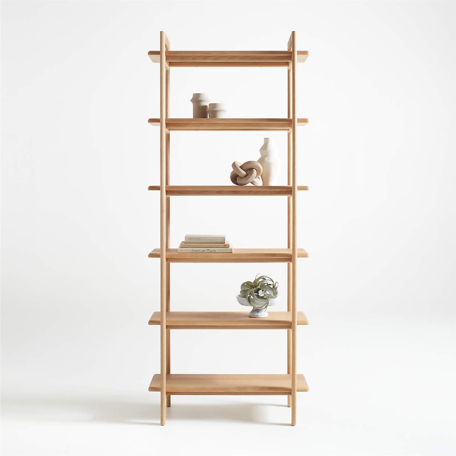 Crate & Barrel Elias Natural Elm Wood Open Bookcase - image-1