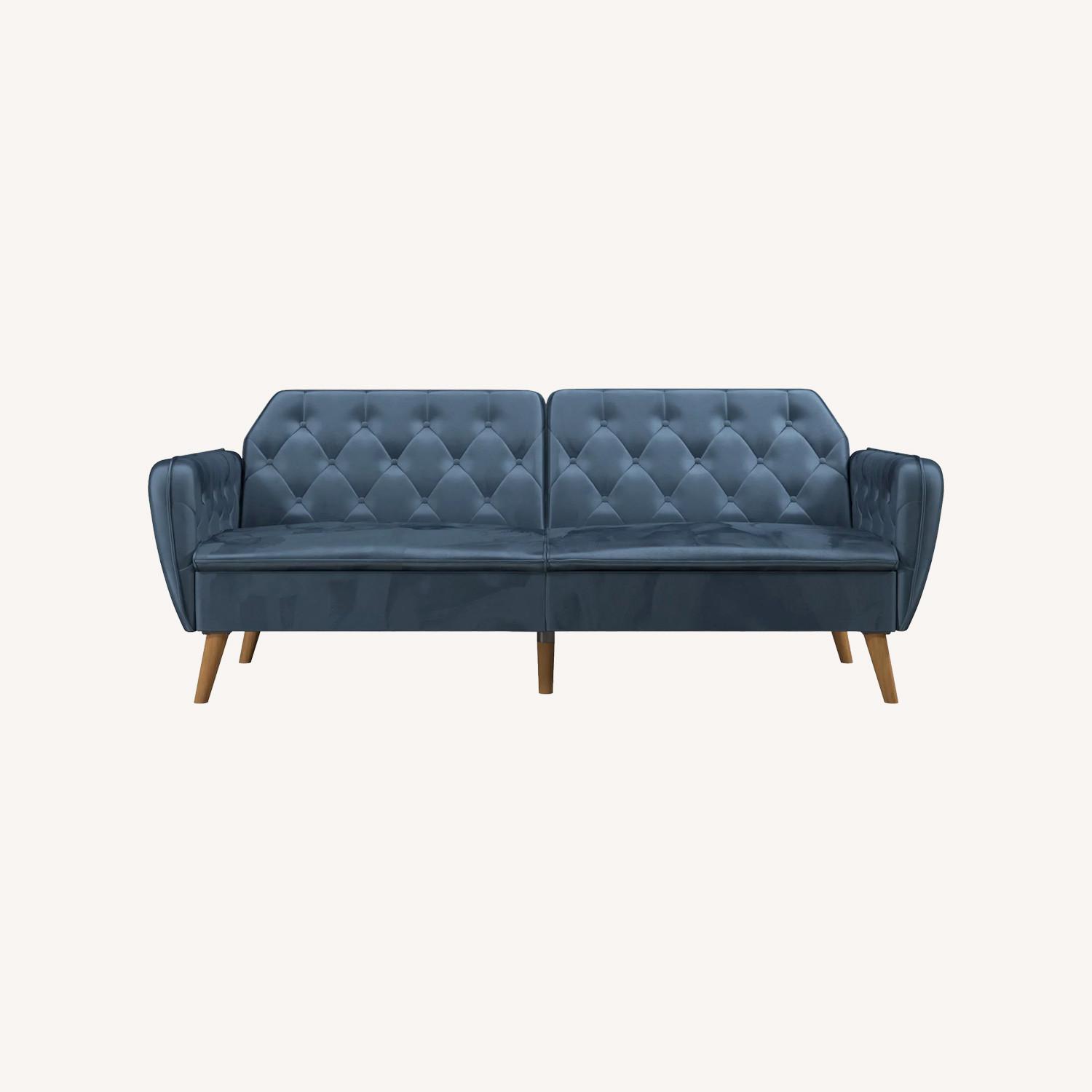 Novogratz Tallulah  Memory Foam Futon, Blue Velvet - image-0