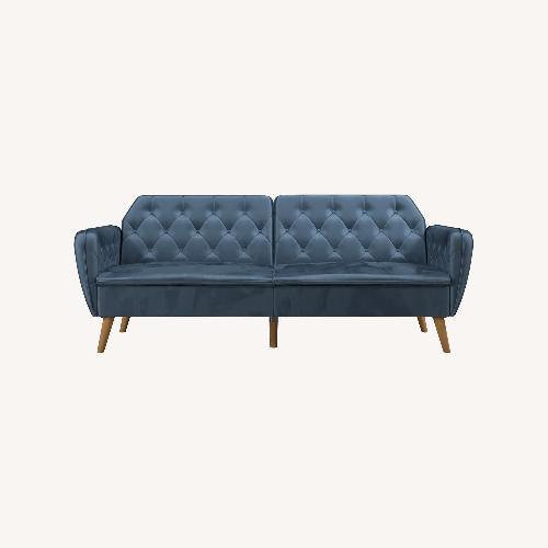 Used Novogratz Tallulah  Memory Foam Futon, Blue Velvet for sale on AptDeco