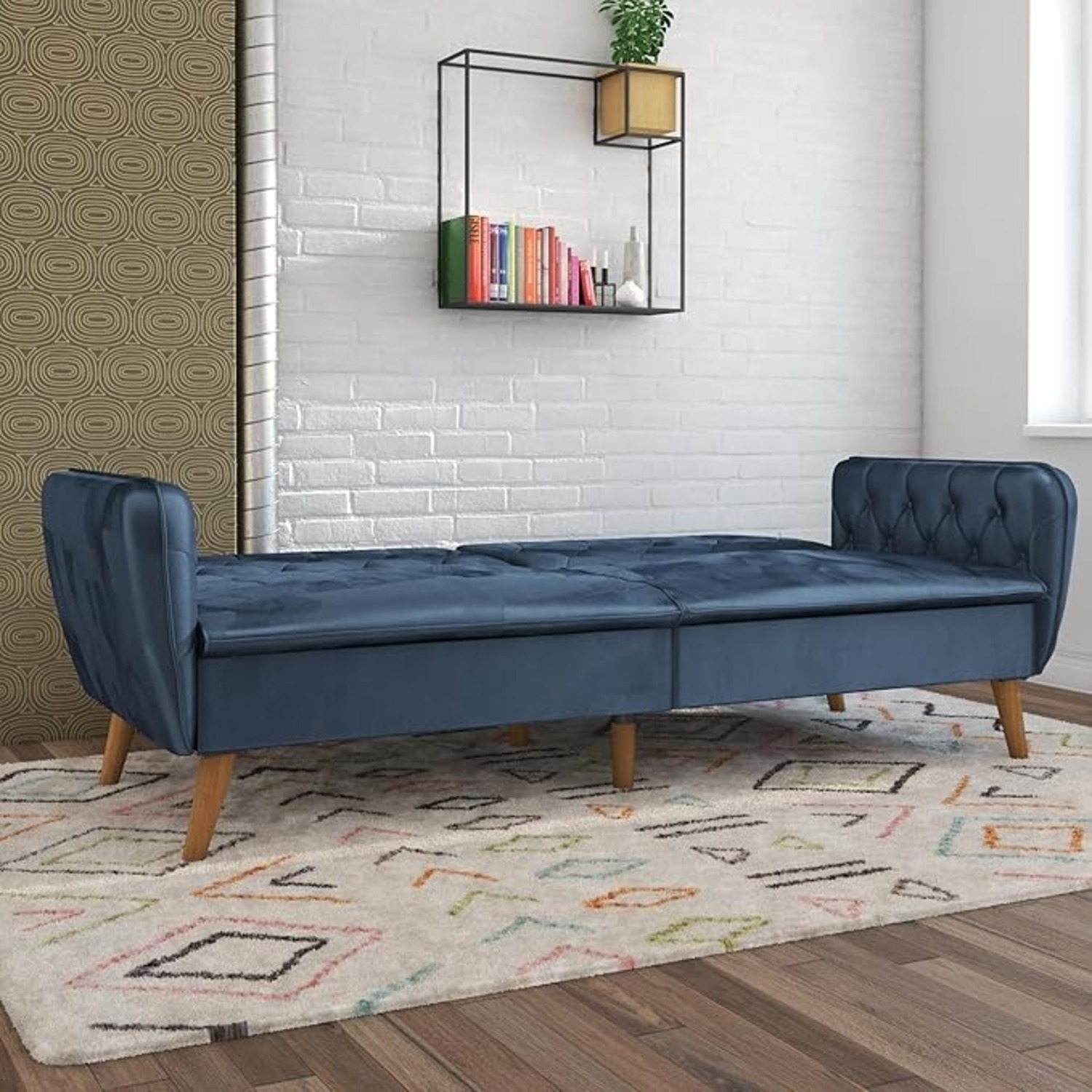 Novogratz Tallulah  Memory Foam Futon, Blue Velvet - image-4