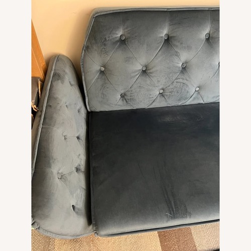 Used Novogratz Tallulah  Memory Foam Futon, Blue Velvet for sale on AptDeco