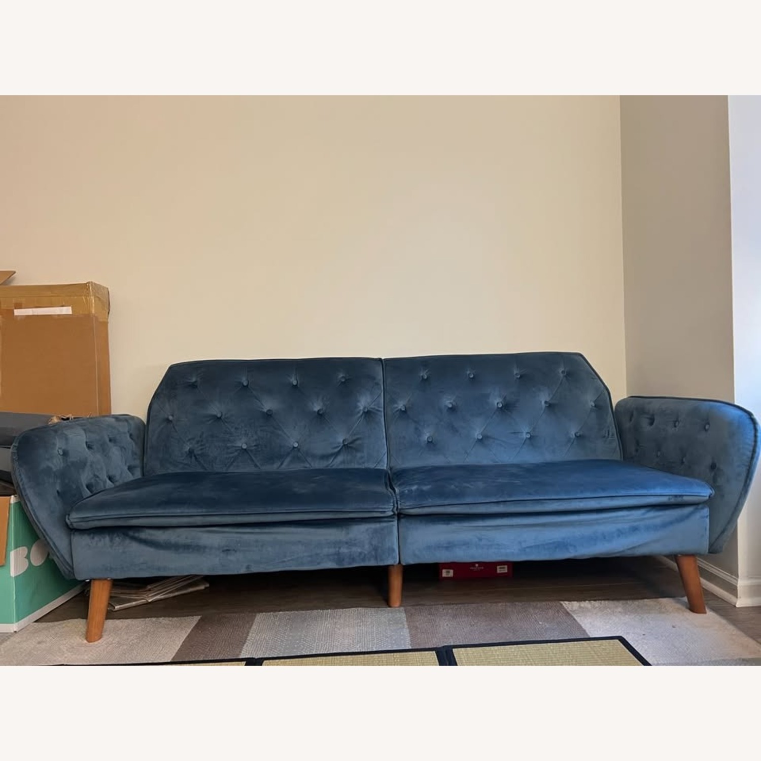 Novogratz Tallulah  Memory Foam Futon, Blue Velvet - image-3