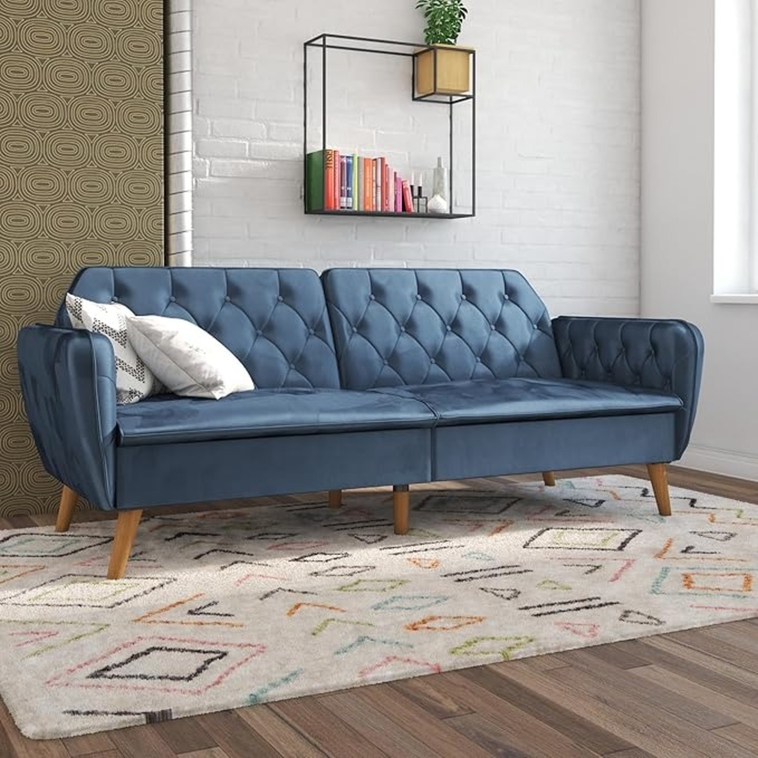 Novogratz Tallulah  Memory Foam Futon, Blue Velvet - image-5