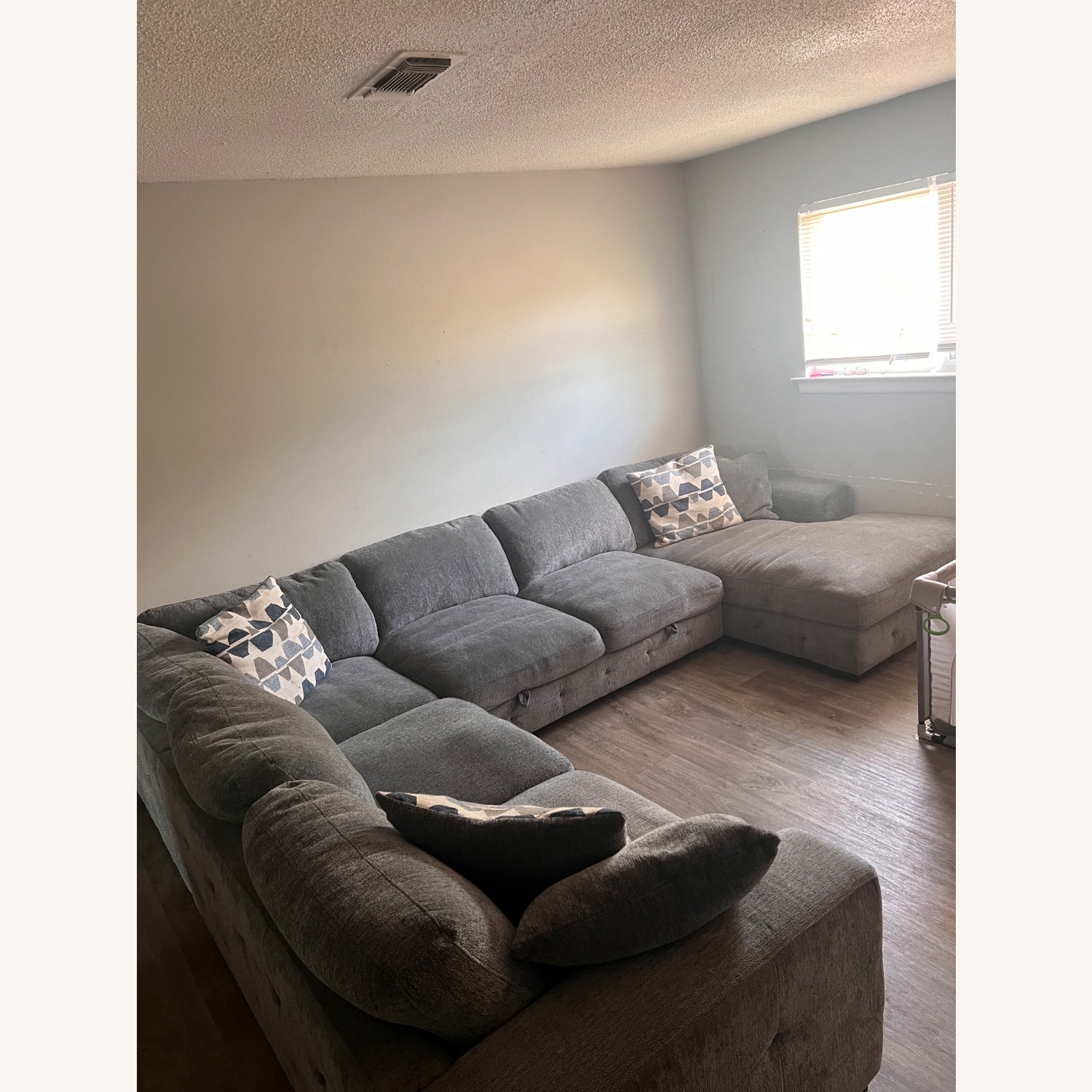 Rooms To Go Light Grey Sleep Sectional - image-2
