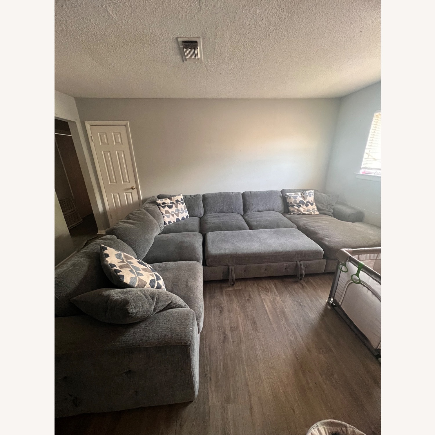 Rooms To Go Light Grey Sleep Sectional - image-1