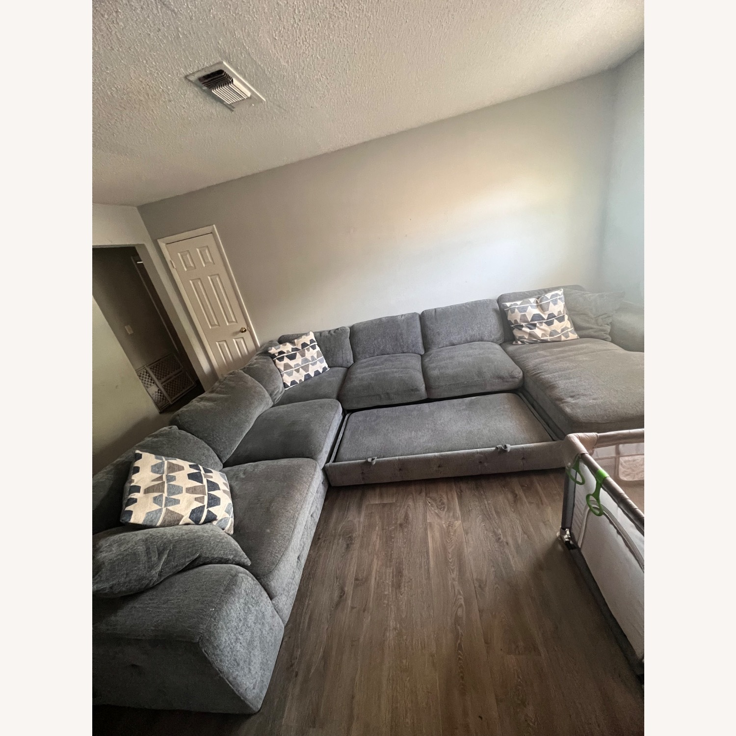 Rooms To Go Light Grey Sleep Sectional - image-3