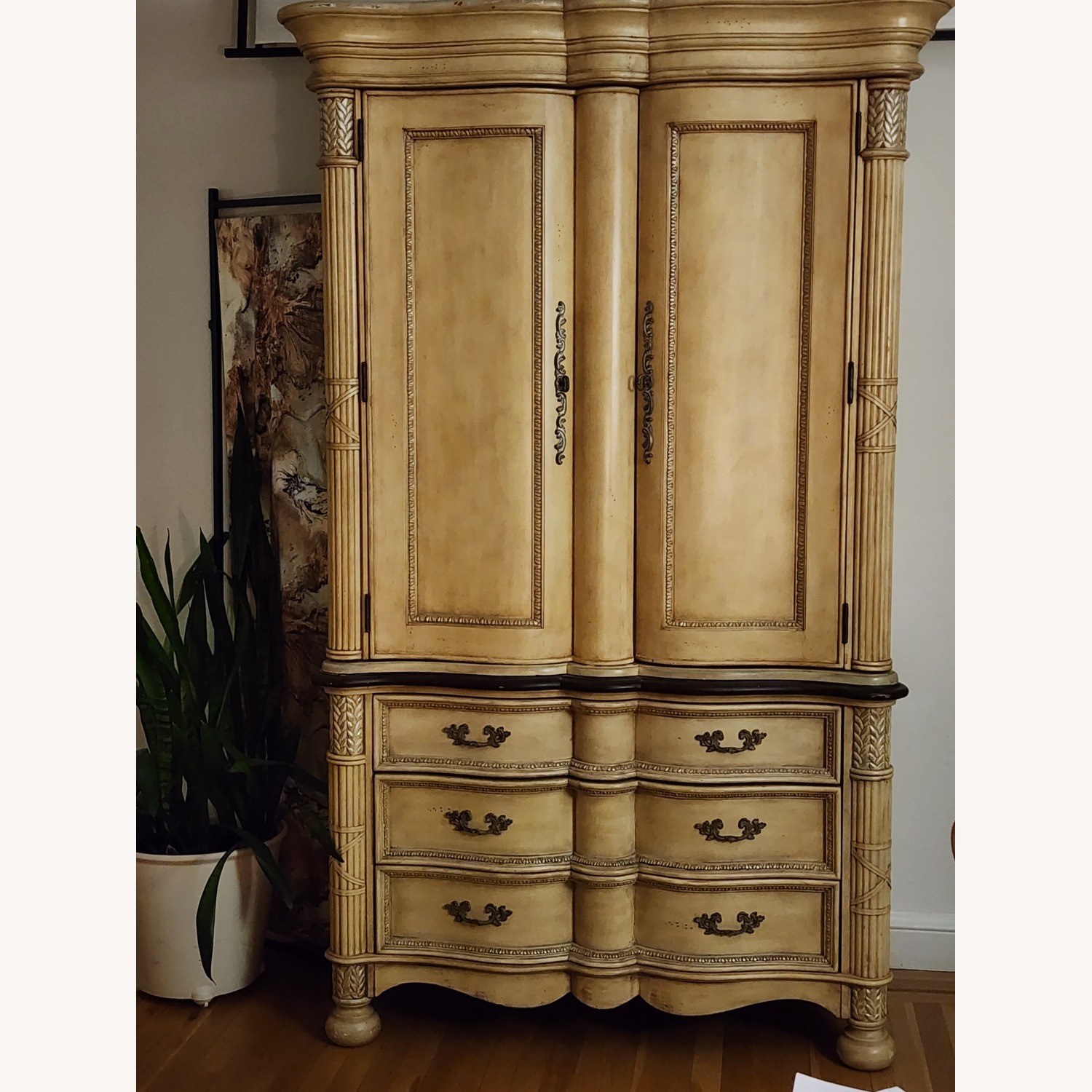 Two Piece Antique Armoire - image-1