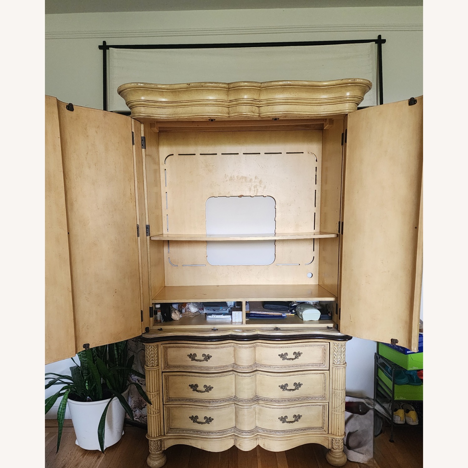 Two Piece Antique Armoire - image-2