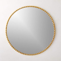 CB2 Button Round Gold Wall Mirror