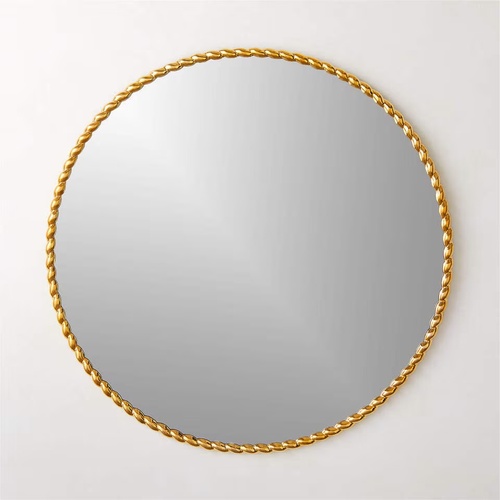 Used CB2 Button Round Gold Wall Mirror for sale on AptDeco