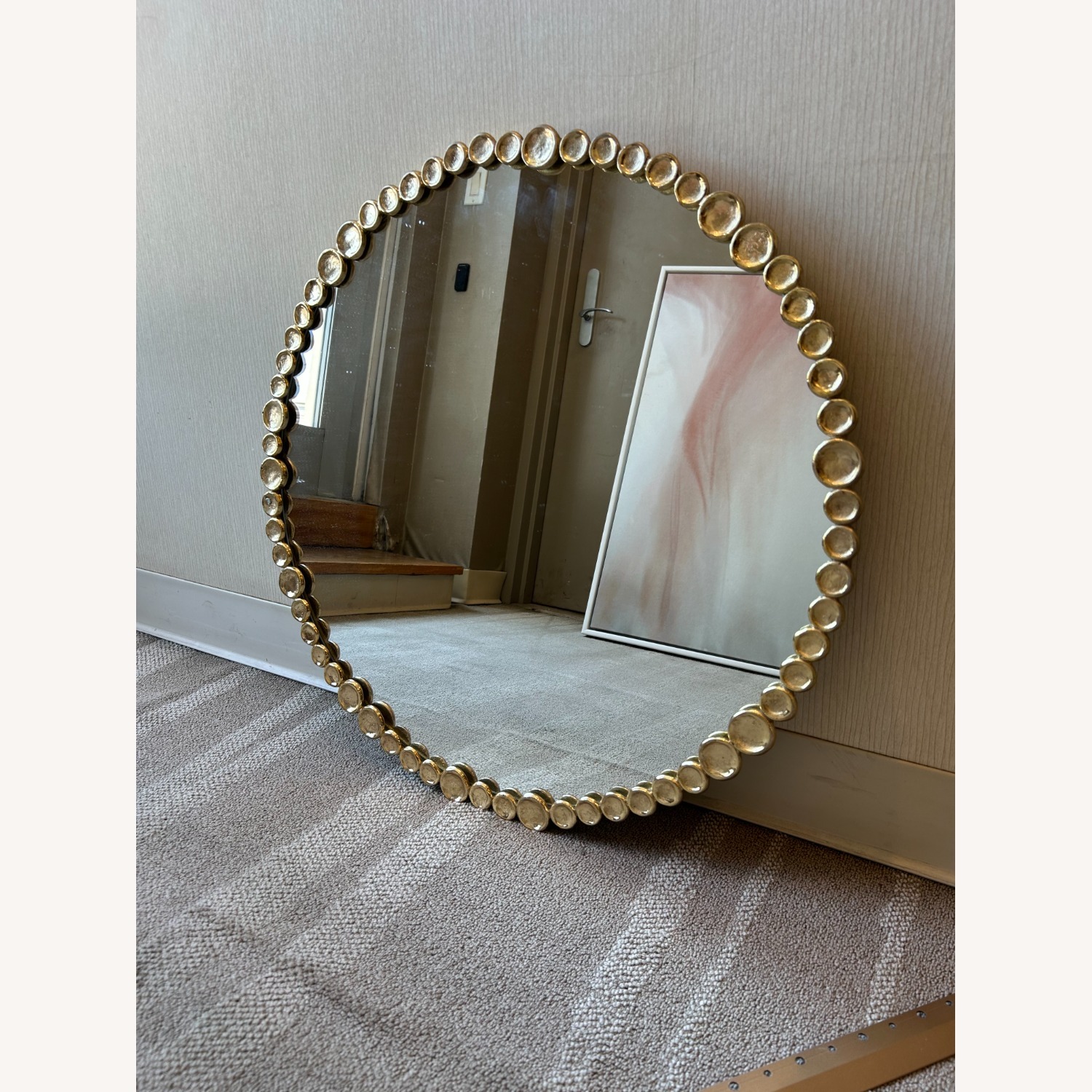 CB2 Button Round Gold Wall Mirror - image-5
