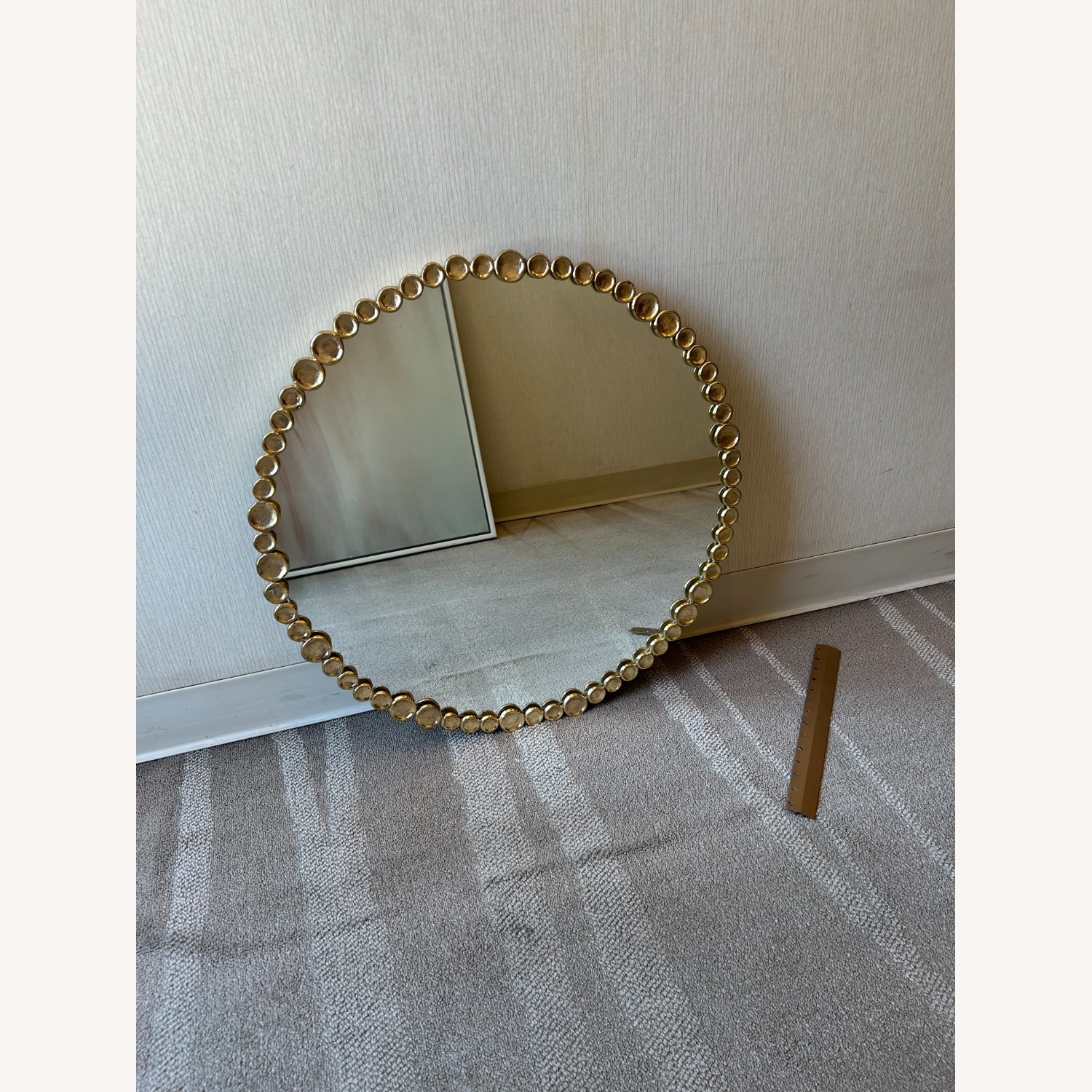 CB2 Button Round Gold Wall Mirror - image-1