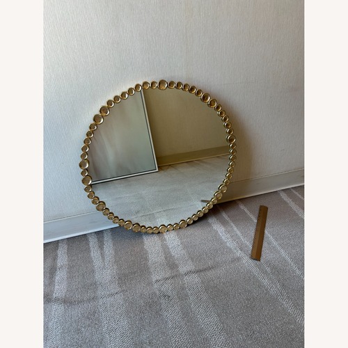 Used CB2 Button Round Gold Wall Mirror for sale on AptDeco