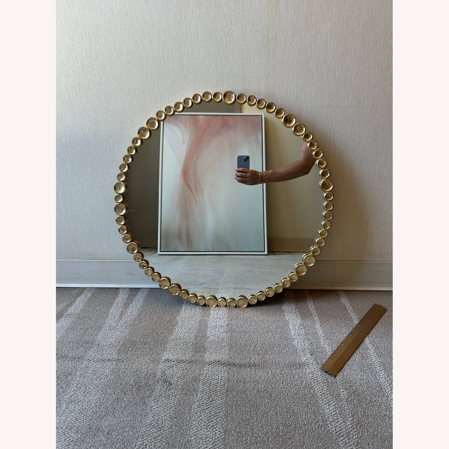 CB2 Button Round Gold Wall Mirror - image-4
