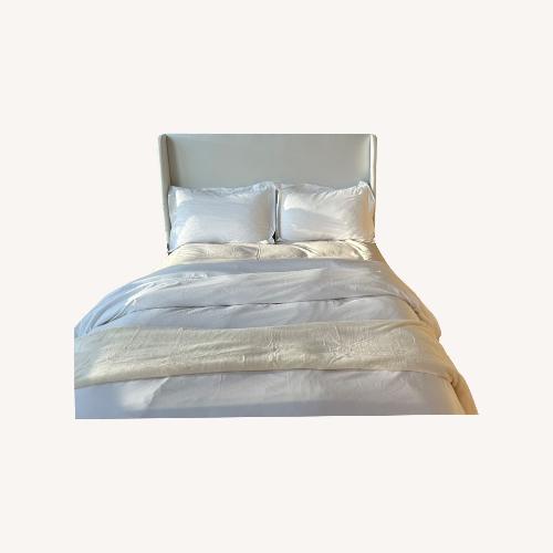 Used Jocisland Queen Bed Frame – White Linen for sale on AptDeco