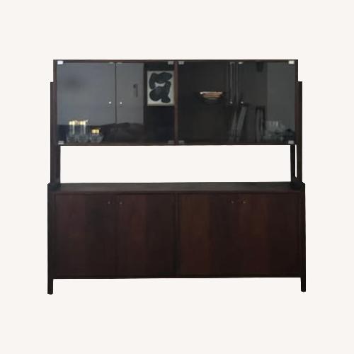 Used Walnut Wood / Glass Display Bar Hutch for sale on AptDeco