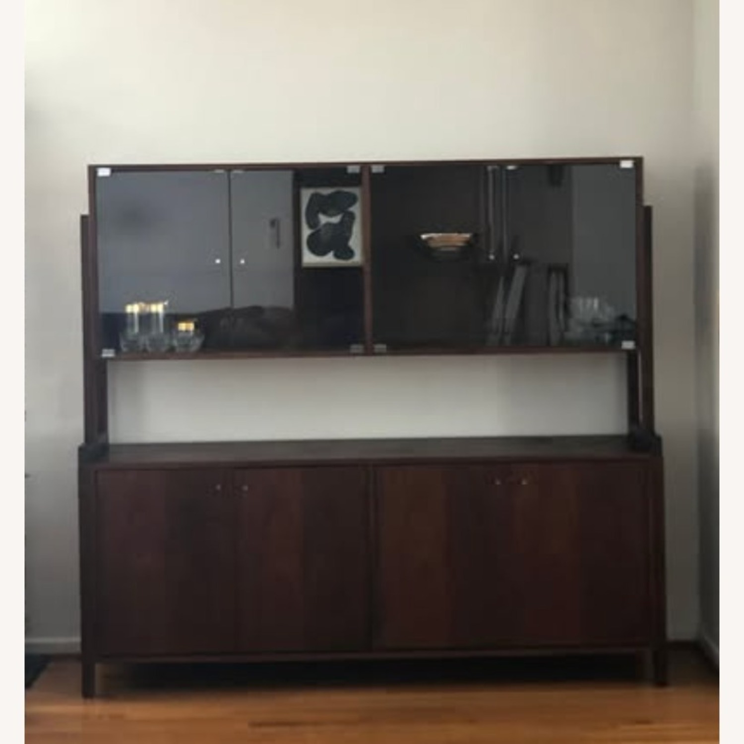 Walnut Wood / Glass Display Bar Hutch - image-2