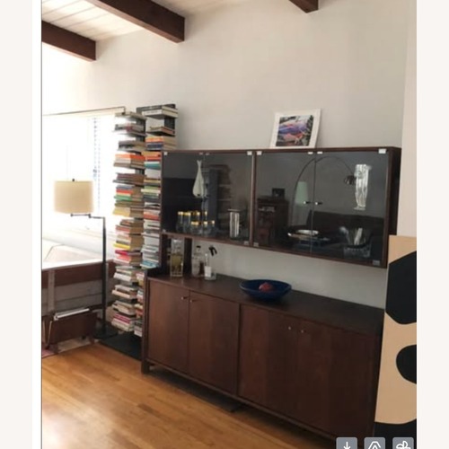 Used Walnut Wood / Glass Display Bar Hutch for sale on AptDeco