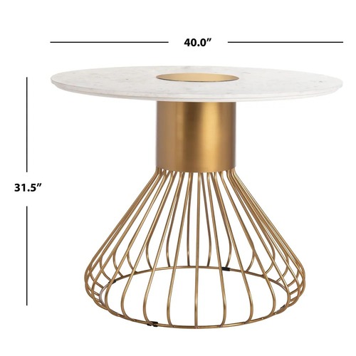 Used Safavieh White and Gold Marble Table for sale on AptDeco