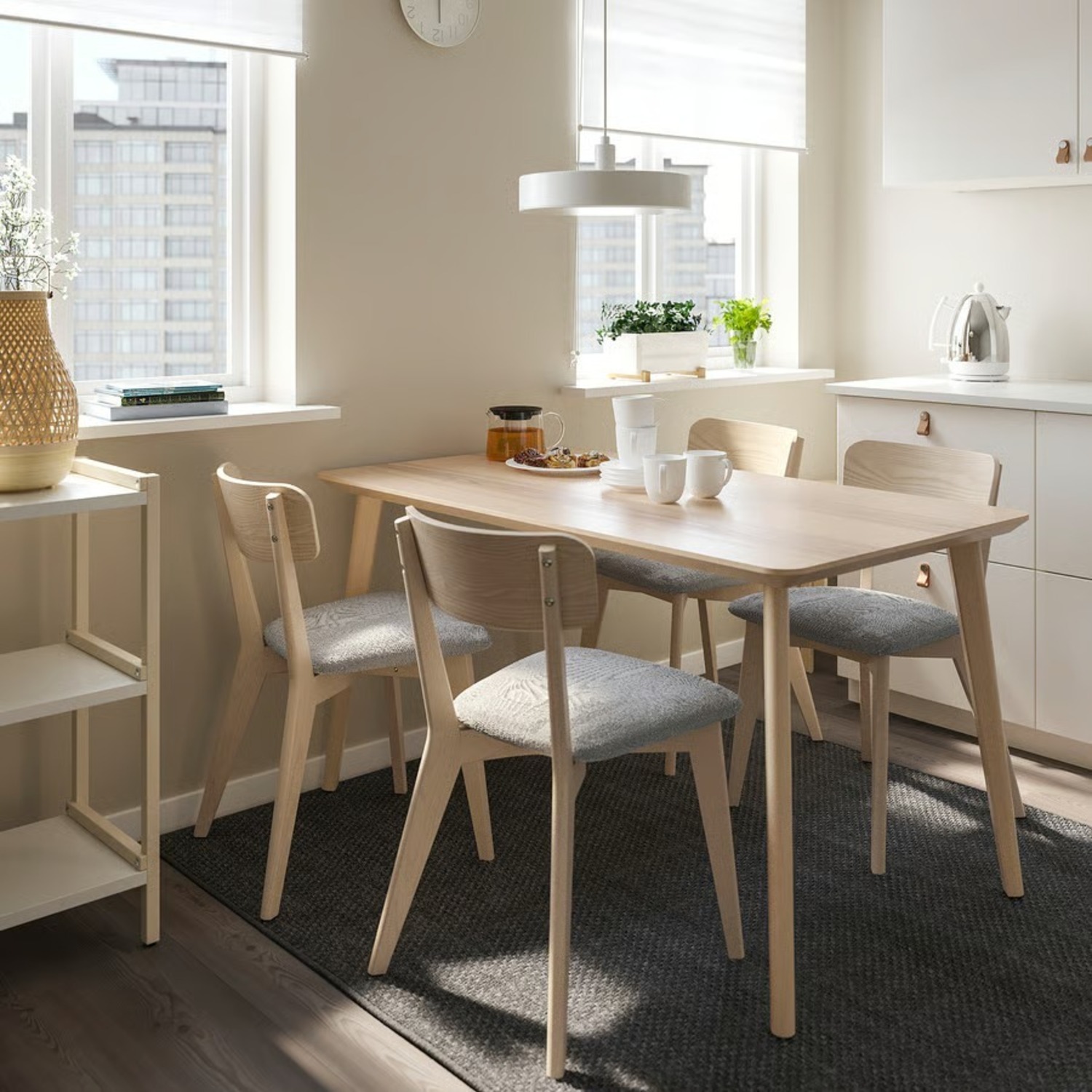 IKEA LISABO / LISABO Table and 4 Chairs Ash Veneer Ash - image-1