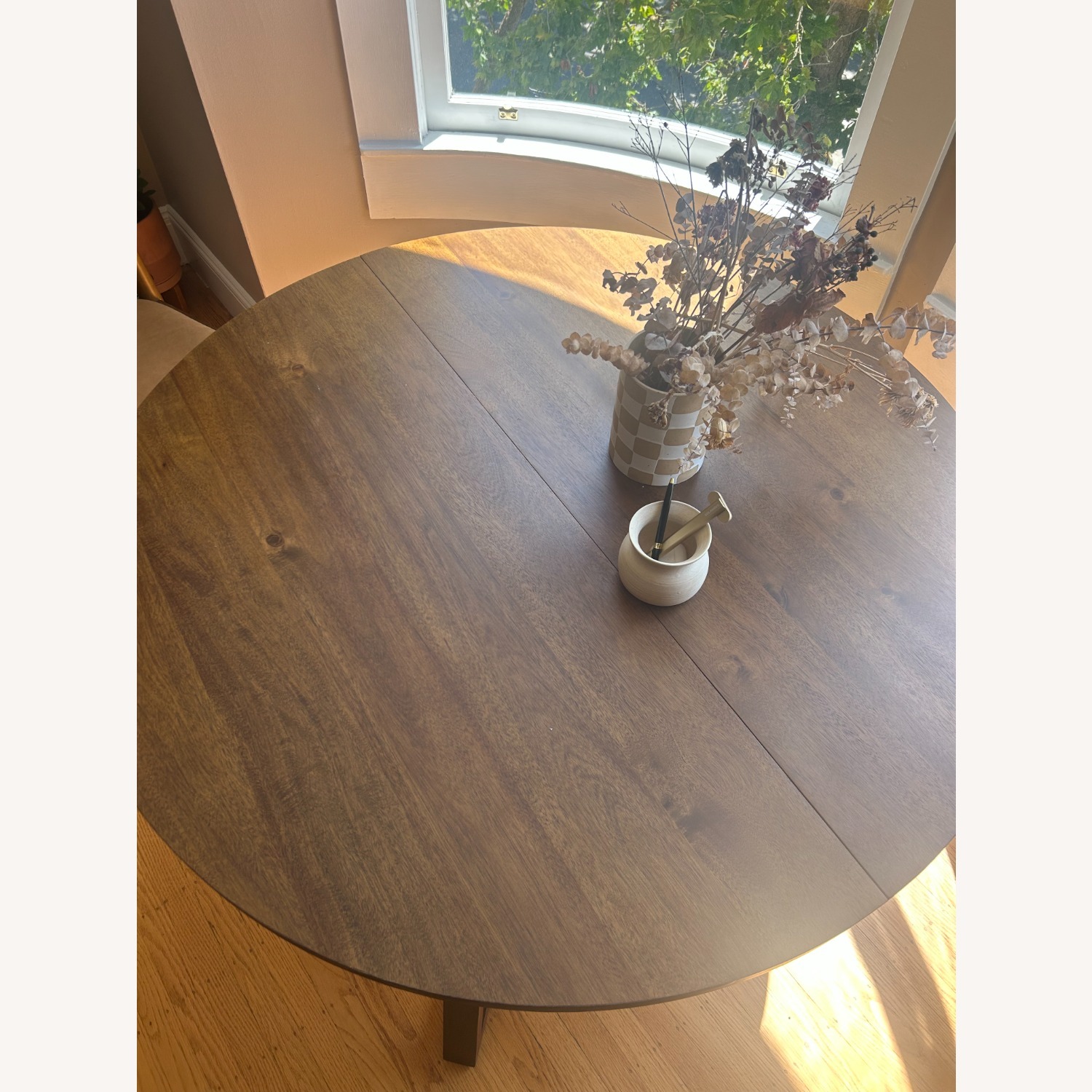 World Market Round Expandable Wood Dining Table - image-3