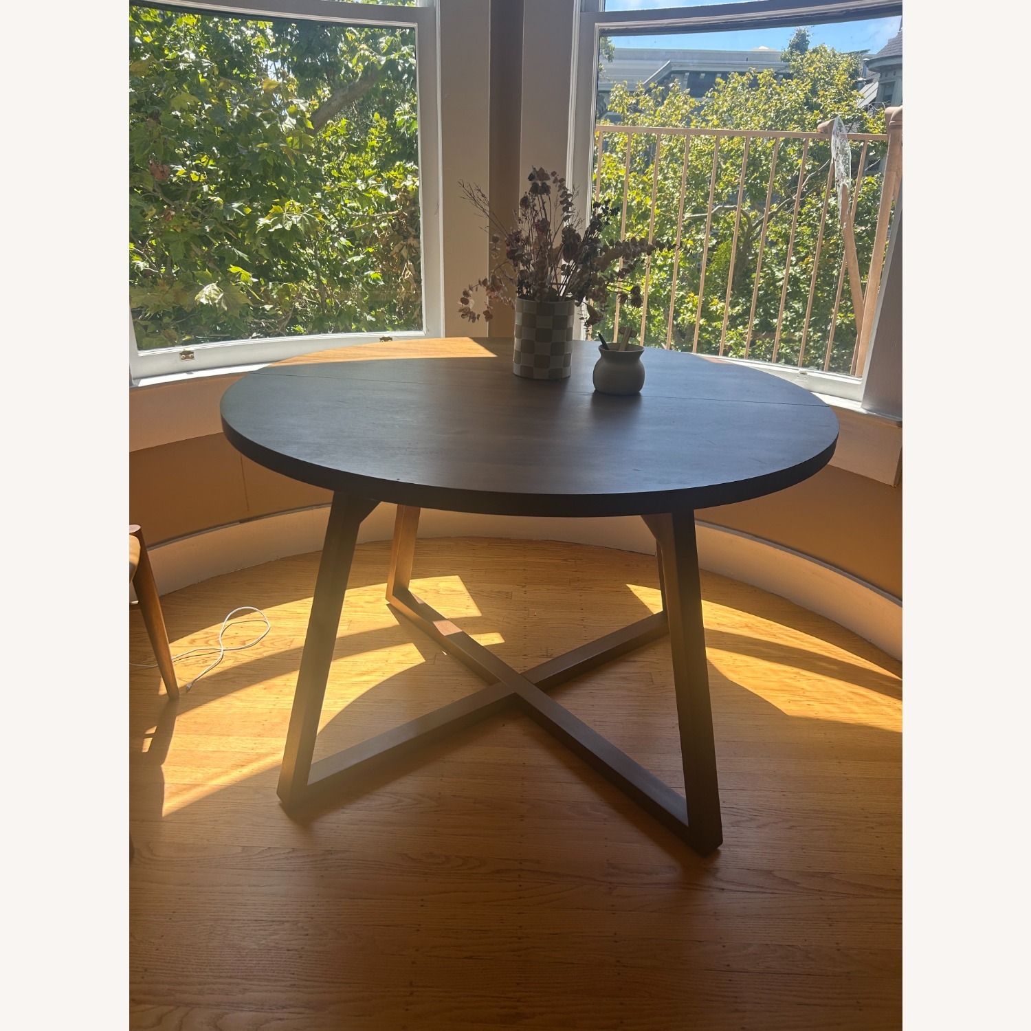 World Market Round Expandable Wood Dining Table - image-1