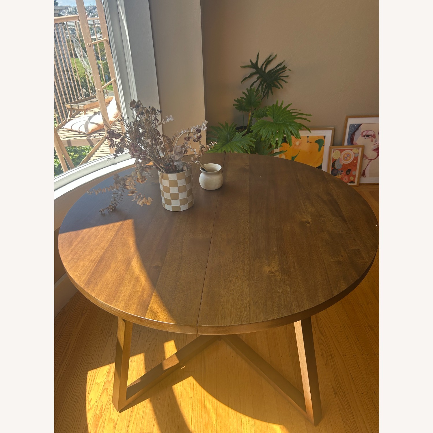 World Market Round Expandable Wood Dining Table - image-2