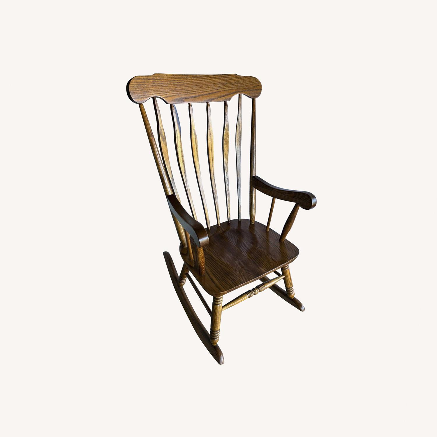 Small Oak Rocking Chair Wood Rocking Chair - Solid Oak - AptDeco