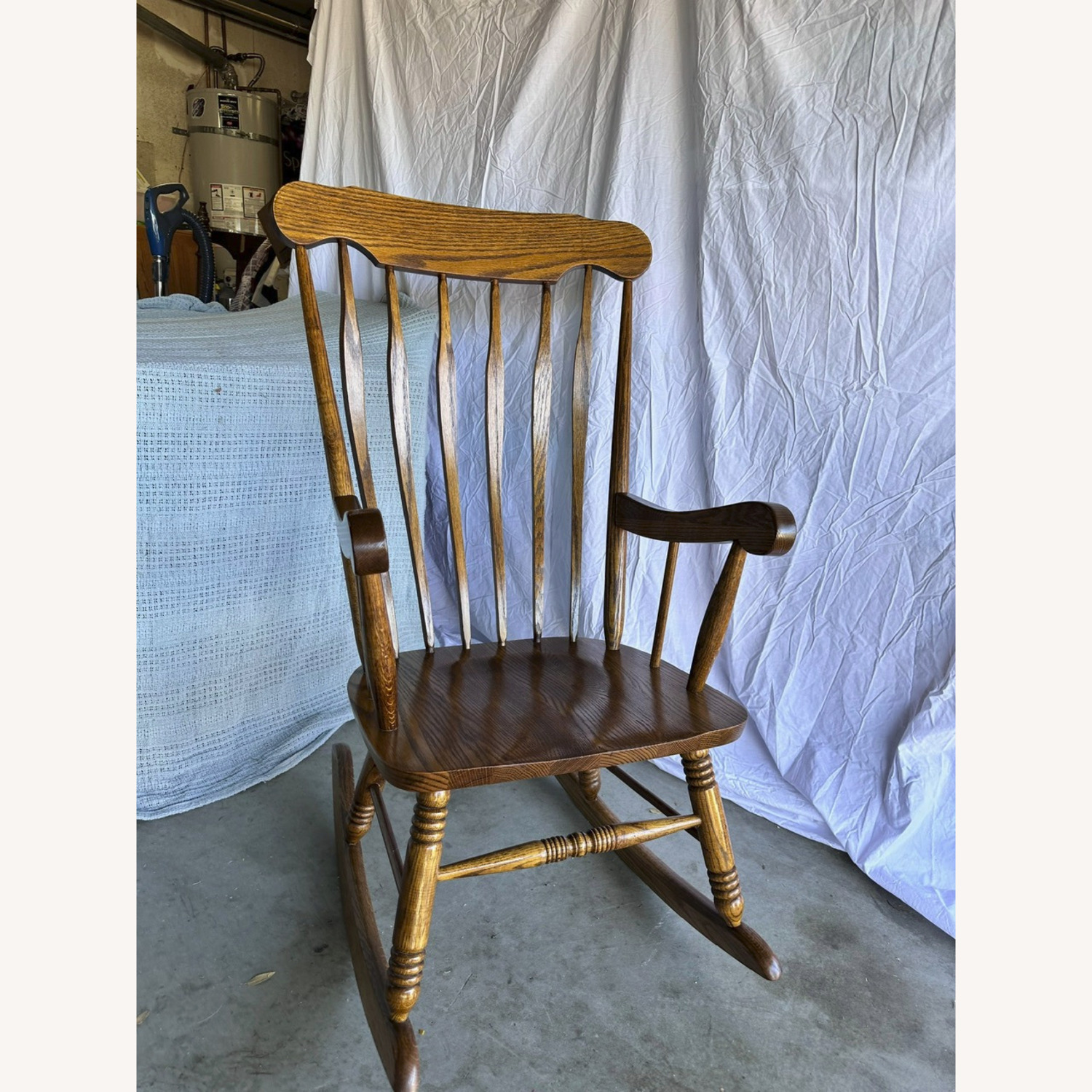 Wood Rocking Chair - Solid Oak - AptDeco