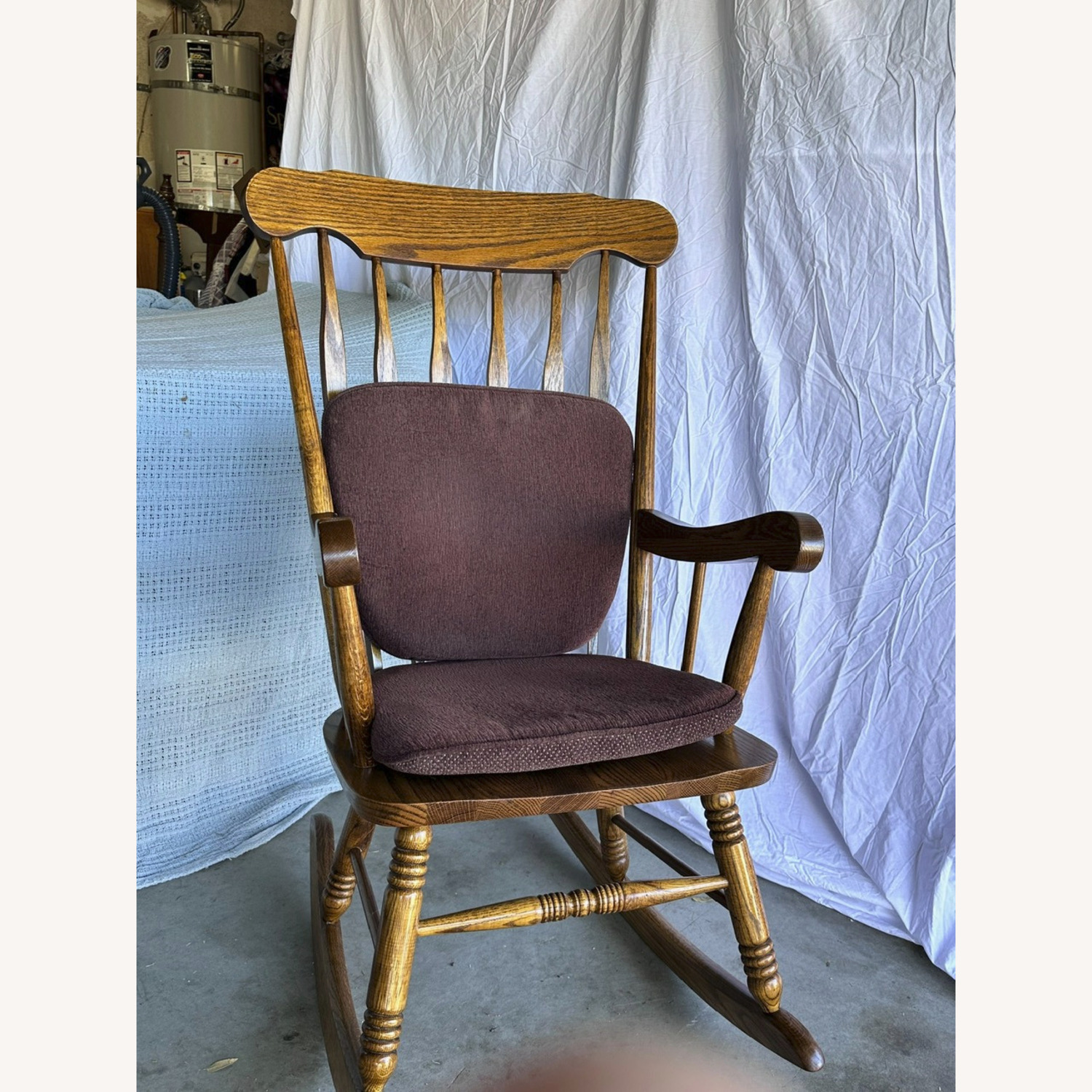 Wood Rocking Chair - Solid Oak - AptDeco