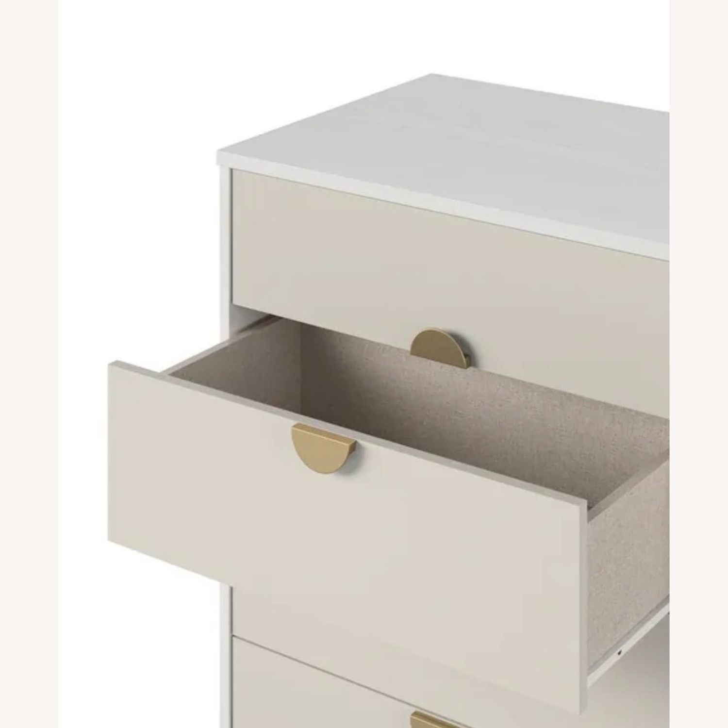 5 Drawer Dresser in White/Taupe/Gold - image-2