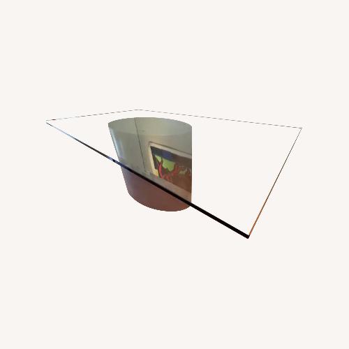 Used Large Tempered Glass Pedastal Dining Table  for sale on AptDeco