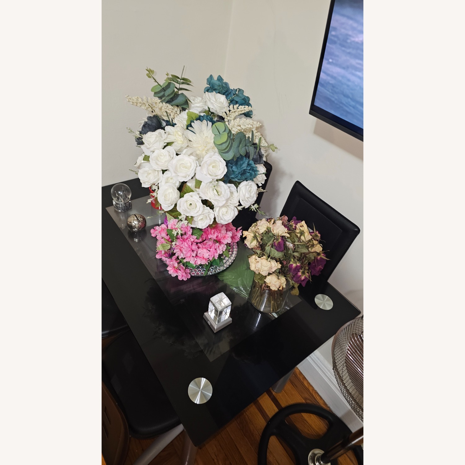 Leather and Glass Table Set - image-2