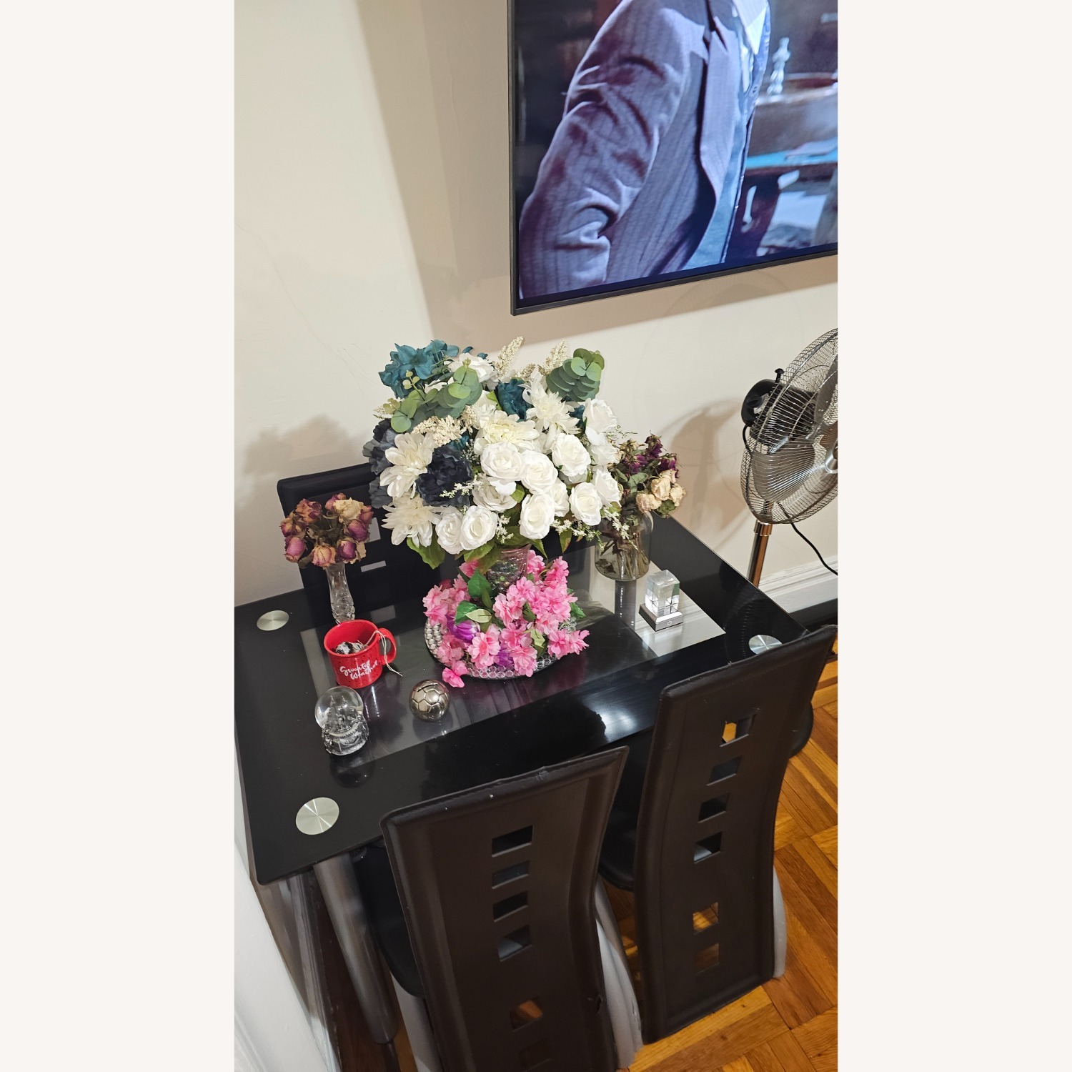 Leather and Glass Table Set - image-3