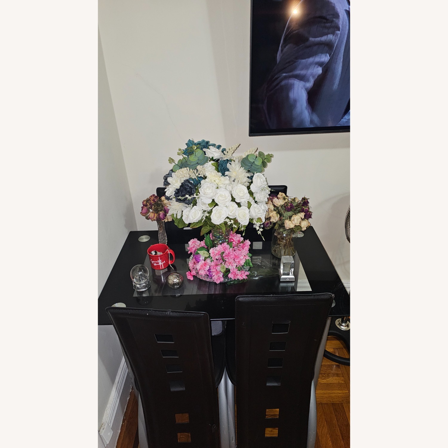 Leather and Glass Table Set - image-4