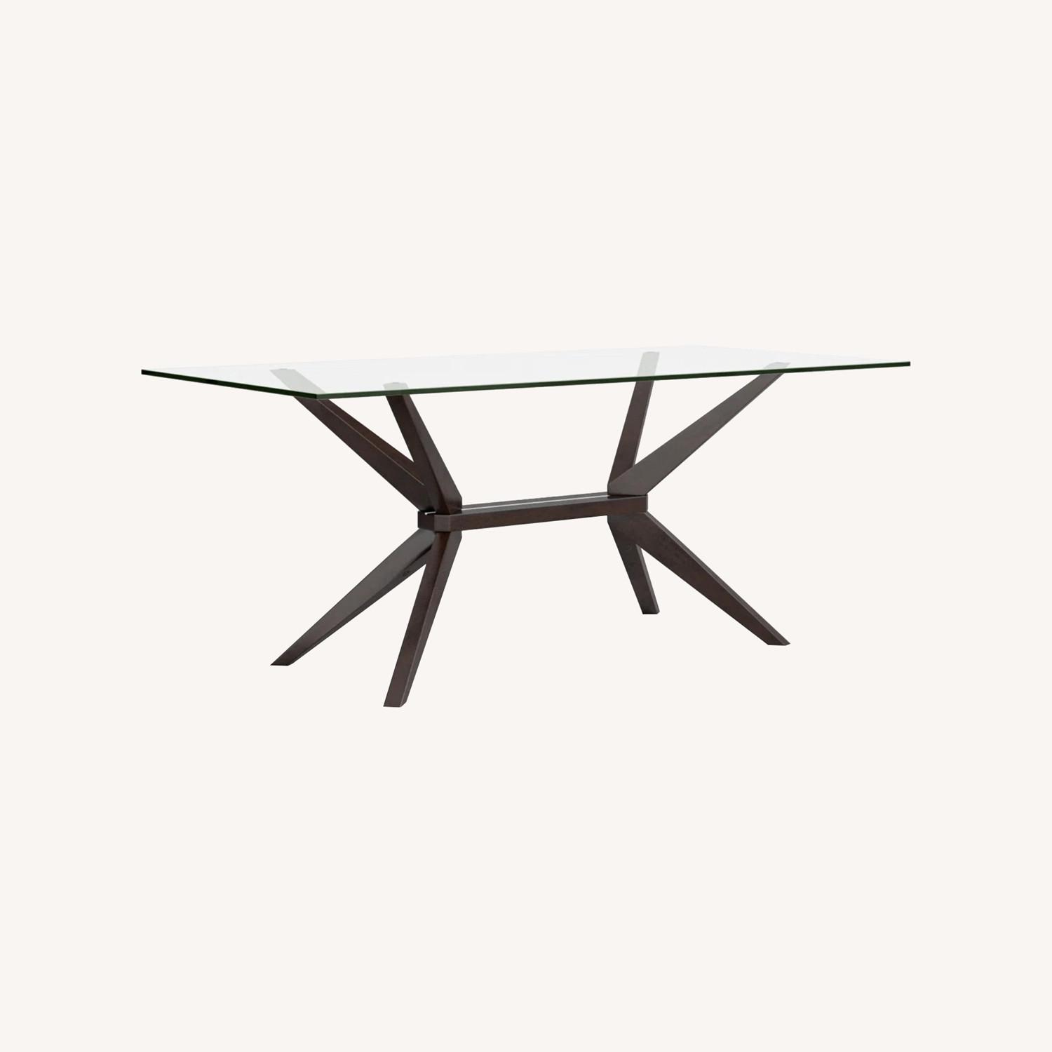 Spurlin Glass Top Solid Wood Base Dining Table - image-0