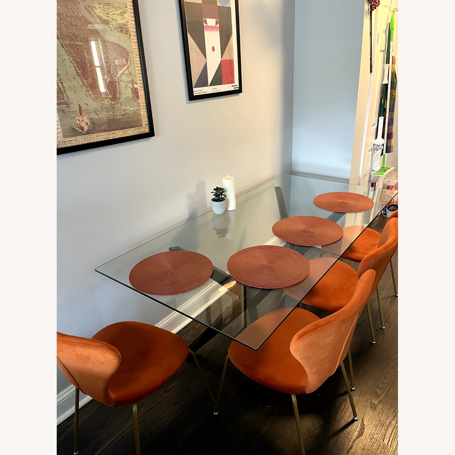 Spurlin Glass Top Solid Wood Base Dining Table - image-5