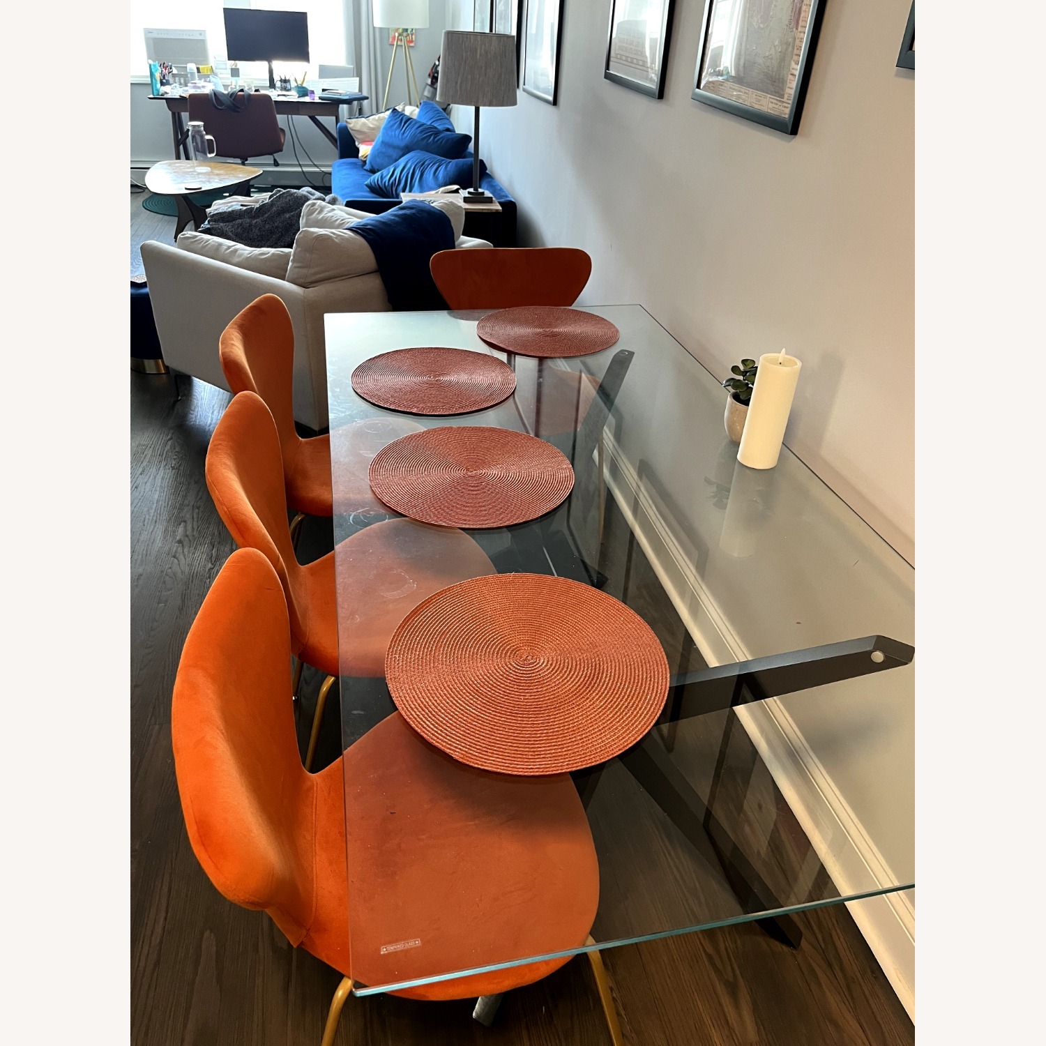 Spurlin Glass Top Solid Wood Base Dining Table - image-4