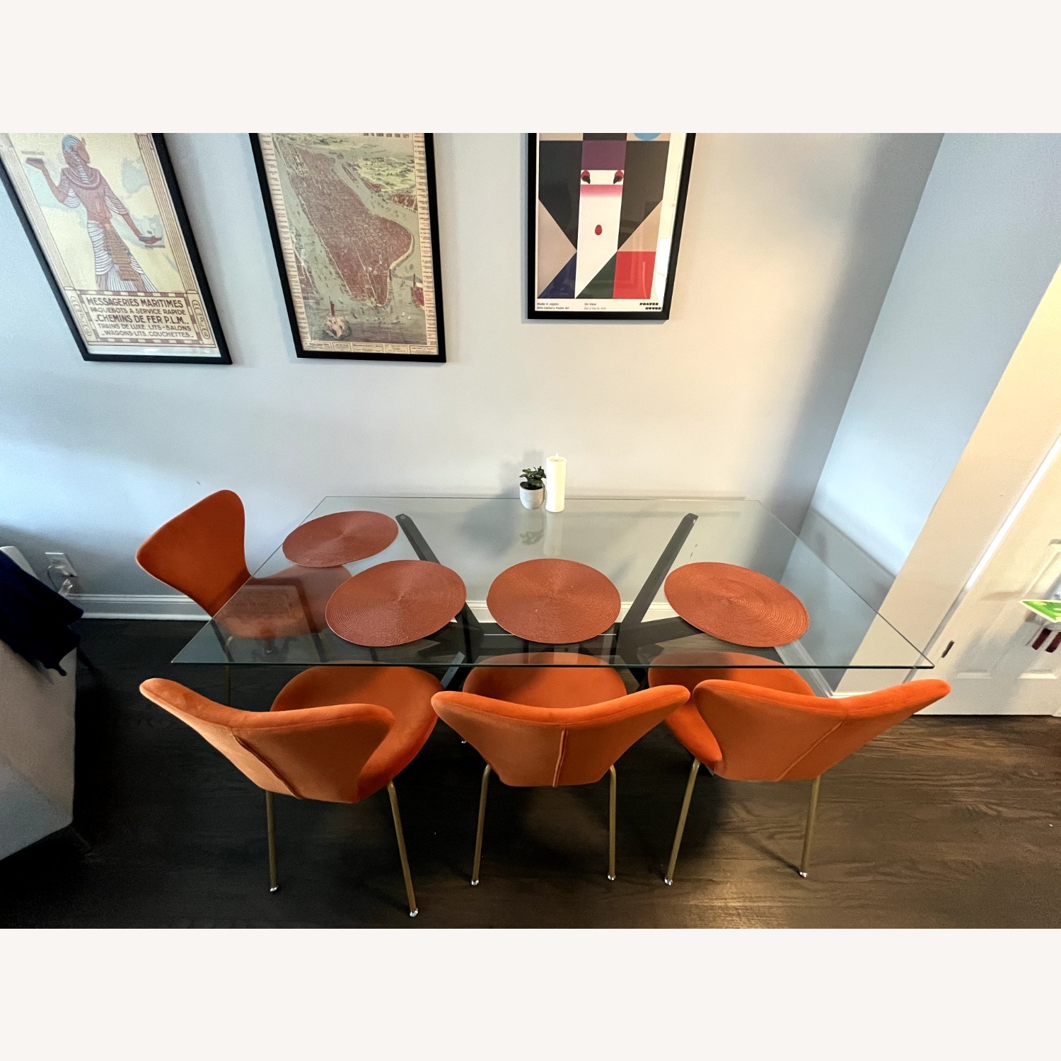 Spurlin Glass Top Solid Wood Base Dining Table - image-1